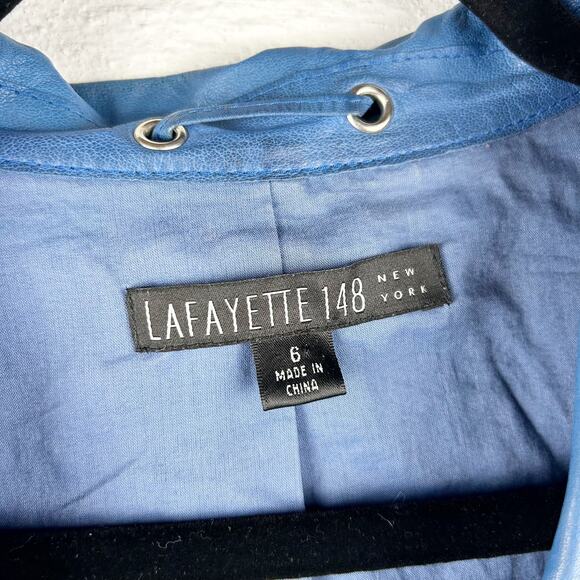 Lafayette 148 Genuine Leather Blazer – Light Blue, Size 6 - Picture 4 of 9